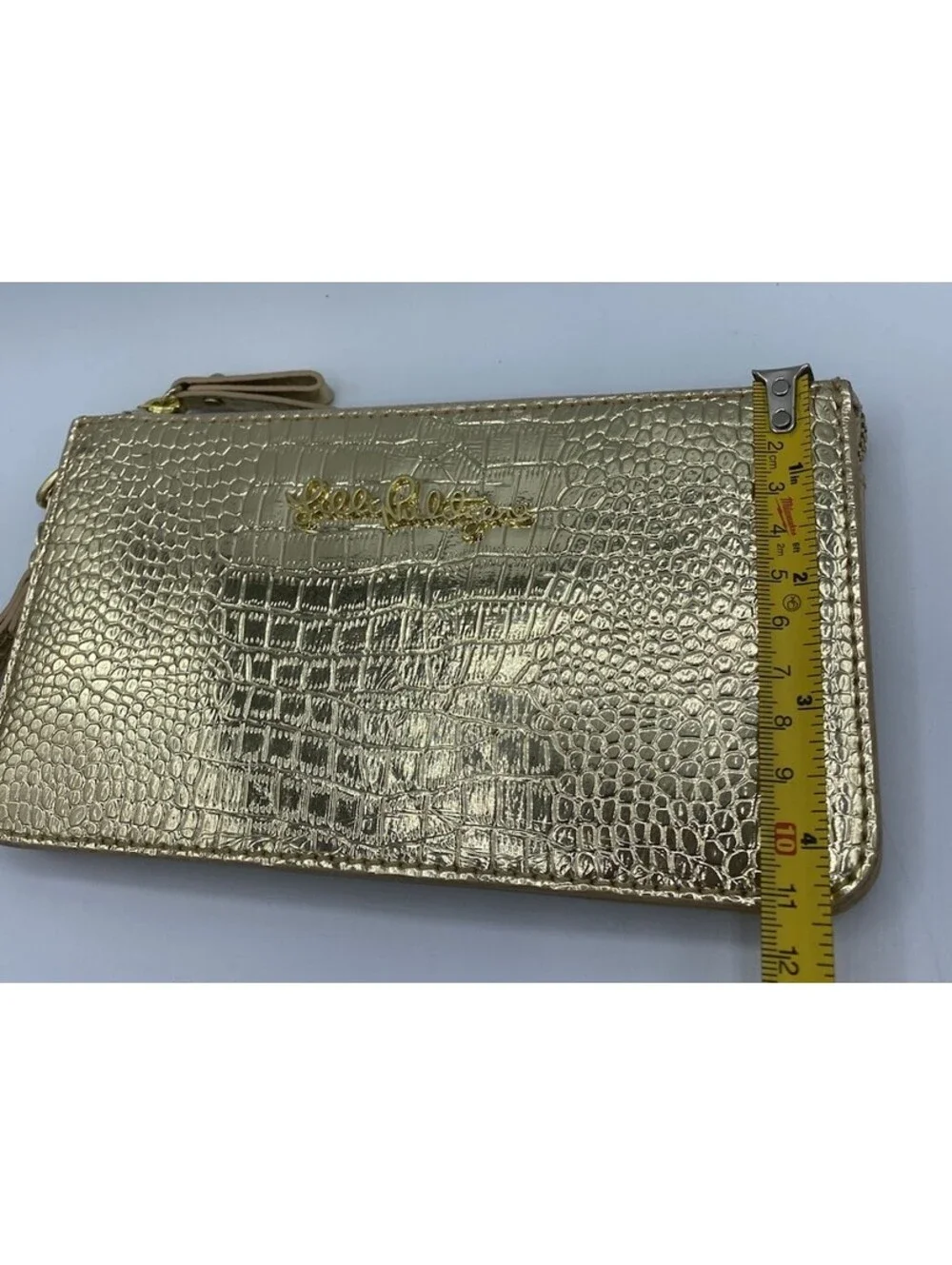 Lilly Pulitzer Gold Animal Print Wristlet Wallet with Zipper & Card Slots Party